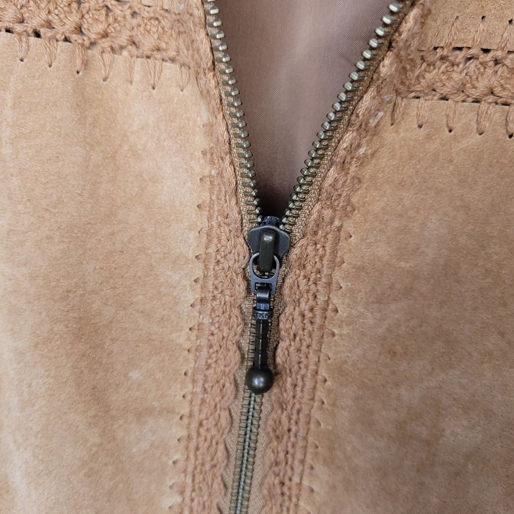 Cabelas Leather Patchwork Moto Jacket Brown Suede… - image 5